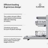 Klarstein Luxara Inbouwvaatwasser, geïntegreerde vaatwasser voor 14 instellingen, 8 programma's, AquaStop lekbescherming, Eco Wash, laag waterverbruik