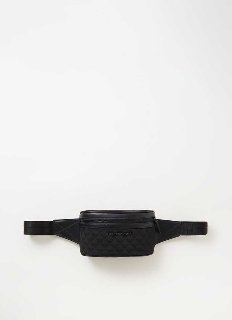 Emporio Armani Heuptas met leren details en logoprint - zwart