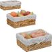Relaxdays Broodmand, Set van 3, Gevlochten, Katoenen Voering, Natuur/Crème