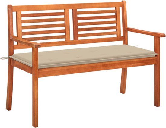 vidaXL Tuinbank 2-zits met kussen 120 cm massief eucalyptushout