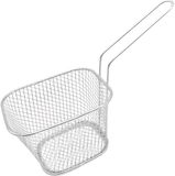 Merkloos / Sans marque Frietmandje - 15x8 cm - metaal - snack serveer mandje - frituur serveerschaal