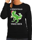 Bellatio Decorations Shoppartners Bv Christmas tree rex Kerst sweater / kersttrui zwart voor dames - Kerstkleding / Christmas outfit S