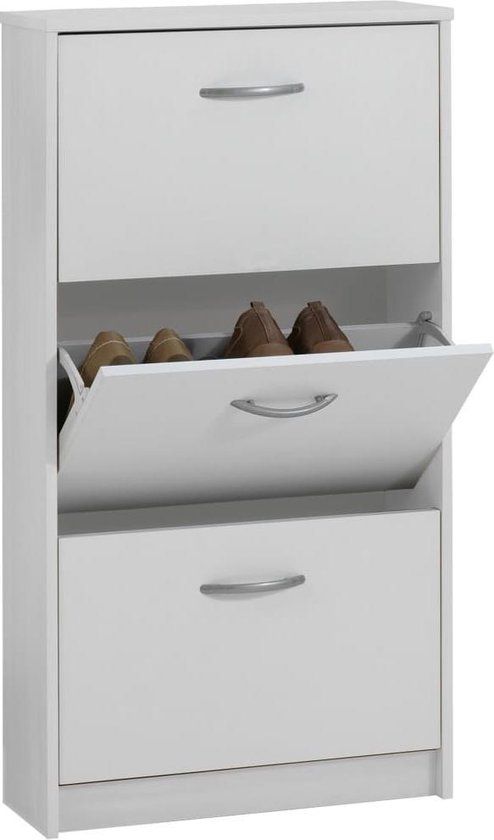 FMD Schoenenkast - 3 kantelende vakken - wit - Design
