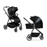 Asalvo Duo Rodas poussette, pliable, ultralégère et compacte, poignée trolley, bagage, inclinable, poussette, arceau de sécurité, ceinture 5 points, jusqu'à 23 kg, noir