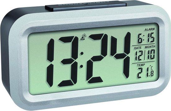 TFA Dostmann 60.2553.01 Wekker Zendergestuurd Zwart, Zilver