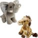 Ravensden - Knuffeldieren set olifant en giraffe pluche knuffels 18 cm