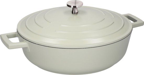 MasterClass Braadpan Mint - ø 28 cm / 4 Liter - Gietijzeren deksel - Anti-aanbaklaag