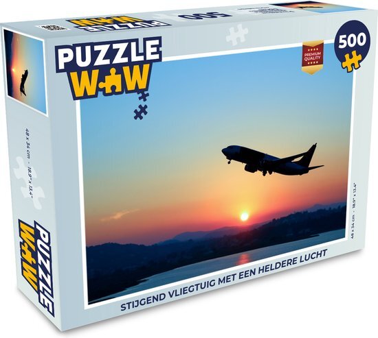 MuchoWow Puzzel Stijgend vliegtuig met een heldere lucht - Legpuzzel - Puzzel 500 stukjes