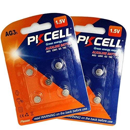 PKCELL Alkaline batterij AG3 1.5V knoopcelbatterij voor horloge, thermometer - 10 stuks