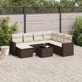 Prolenta Maison Exclusive - Tuinset voor in de tuin, 8-delig, met kussens, bruin, van polyrotan