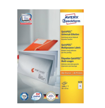 Avery 3678 - Adreslabels - wit - papier