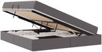 vidaXL Bed met opbergruimte en matras - 2-persoons - Leer - Grijs
