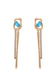 Gaya Earrings Rose Gold Turquoise Blue White Crystal 6 cm