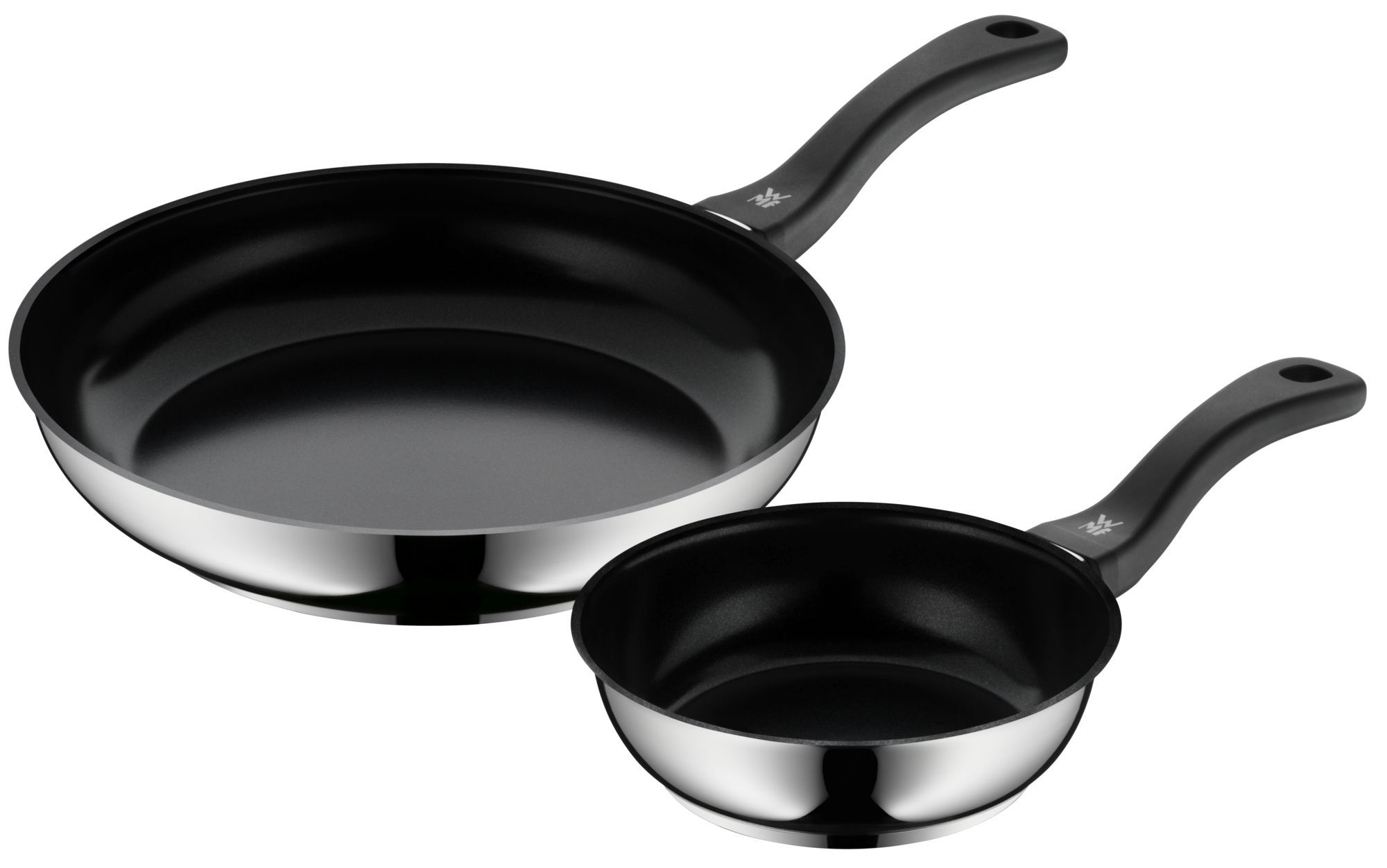 WMF - Koekenpan - 28 cm - Zwart, Roestvrijstaal - Set van 2
