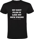 My Diet Plan is like my new Phone - i dont have a new Phone Heren t-shirt - Zwart - 4XL