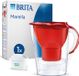 BRITA Marella carafe à eau, rouge, 2,4 litres de capacité totale, 1,4 litre d'eau filtrée, 1 cartouche filtrante Maxtra Pro (tout-en-un)