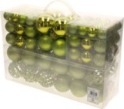 Merkloos / Sans marque G. Wurm Gmbh + Co. Kg Kerstballen - 111 stuks - met piek - limegroen - kunststof - 3-6 cm