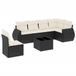 vidaXL salon de jardin 7 pièces avec coussins, polyrotin, noir