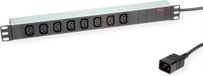 ROLINE 19" stekkerdoos 8-voudig C13 + C20 stekker, zilver, 2 m