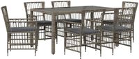 vidaXL - Buiten - Eettafel - Set - 7 - st - Grijs - poly - rattan