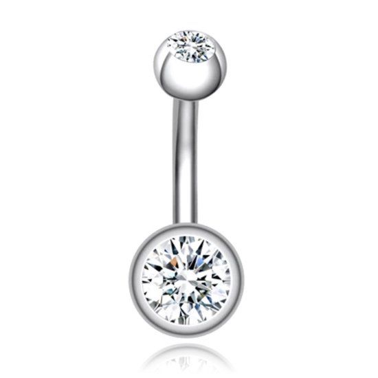 LGT JWLS Lookinggoodtoday Chirurgisch Edelstaal Navelpiercing - Zirkonia & Zilver