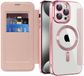 Techsuit Hoesje geschikt voor Apple iPhone 15 Pro - SmartMag Book Wallet Case - Geschikt voor MagSafe - Roze