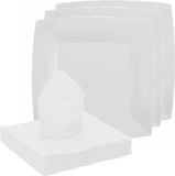 Santex feest/verjaardag servies set - 10x bordjes/25x servetten - wit - karton