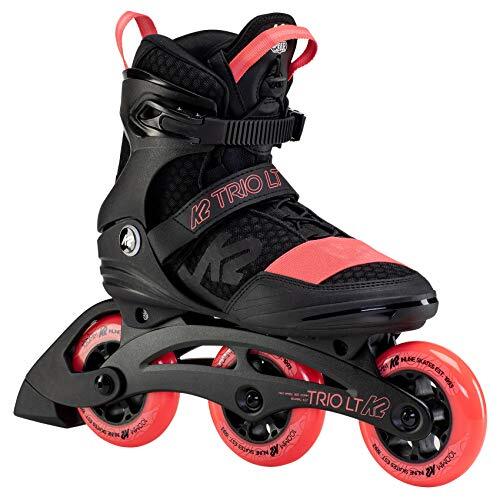 K2 Inline skates TRIO LT 100 W voor dames met softboot, zwart - koraal, 30F0128, EU: 37 (UK: 4.5 / US: 7)