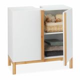 Relaxdays Wastafelonderbouwkast - 2 vakken - bamboe - 60,5 x 60 x 30,5 cm - sifon-uitsparing