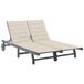 VidaXL Fauteuil de jardin assise capitonnée acacia beige gris