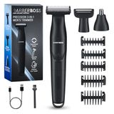 BarberBoss Tondeuse de précision 3-en-1, set de soins pour barbe et cheveux pour hommes, tondeuse corps, tondeuse nez et oreilles, rechargeable, rasoir sans fil avec chargement USB, rasoir 3-en-1, QR-2301