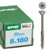 SPAX Roestvaststalen schroef, 8 x 180 mm, 50 stuks, Deeldraad, Verzonken kop, T-STAR plus T40, 4CUT, Roestvast staal A2
