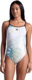 Arena W Light Floral Swimsuit Lace Back black-white Multi