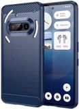 Techsuit Hoesje geschikt voor Nothing Phone (3a) - Carbon Silicone Back Cover - Blauw