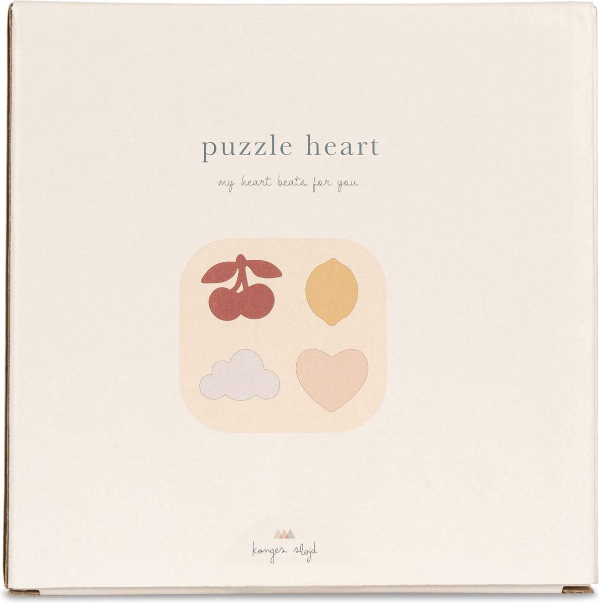 Konges Slöjd Konges Slojd - Puzzel heart - houten puzzel - puzzel 4 stukjes