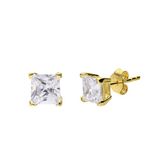 Lucardi Dames Zilveren goldplated oorknoppen 6 mm - Oorbellen - 925 Zilver - Goudkleurig