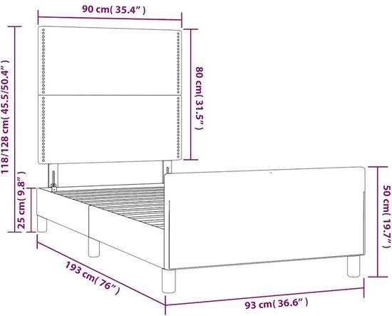 vidaXL Bedframe Zwart Stof 90x190 cm