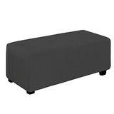 Easy-Going Stretch Ottomaanse hoes opvouwbare opbergkruk meubelbeschermer zachte rechthoekige hoes met elastische bodem (Ottoman X-Large, donkergrijs)