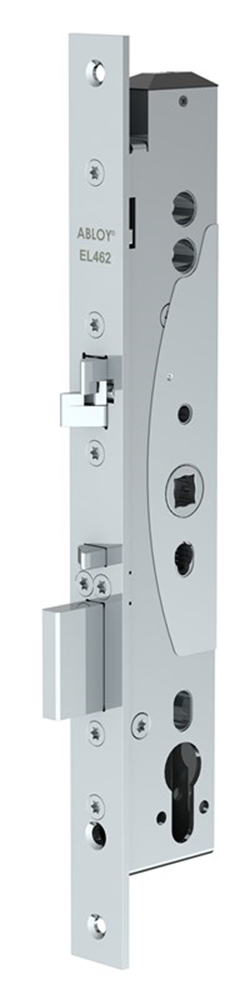ABLOY EL462 Paniekdeurslot | enkelzijdig krukgestuurd | zelfvergrendelend | DM45mm | RC94mm | voorplaat RVS 24x300mm rechthoekig | 12/24V DC | DR