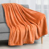 PAVILIA Fleece deken | Super zachte, pluche, luxe flanellen plaid | Lichtgewicht microvezeldeken voor bank bank bed (oranje, 127 x 152 cm)