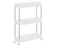 ASelected Keukenwagen met 3 planken, smalle plank op wielen, multifunctioneel, keukenorganizer voor keuken, badkamer, wasruimte