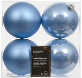 Decoris Deoricis Kerstbal kunststof d10 cm sky blauw 4 st