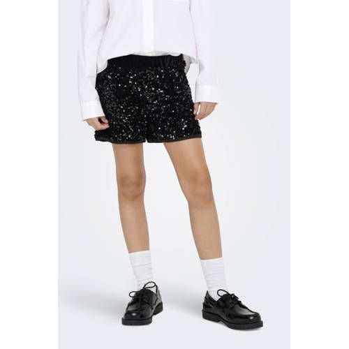 ONLY Kids ONLY winter shorts meisjes - zwart - KogConfidence - regular fit, pailletten - 158