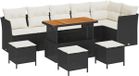vidaXL - Tuinbank - Set - 9 - st - Zwart - poly - rattan