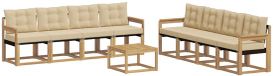 vidaXL - Salon d'angle - 8 places assises - Blanc et Beige