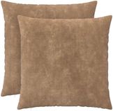 vidaXL - Kussensloop - 2 stuks - HEERLEN - Taupe - 70 x 70 cm - Katoensatijn