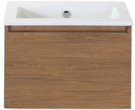BES LED Frozen Badmeubelset 60 cm - Greeplijst in Kleur - Honey - Keramische Wastafel Wit Zonder Kraangat
