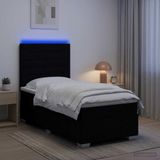 vidaXL LED Boxspringbed met Matras Zwart 90 x 200 cm Stof