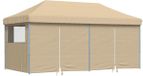 vidaXL Partytent, inklapbaar, pop-up model, met 4 zijpanelen, beige