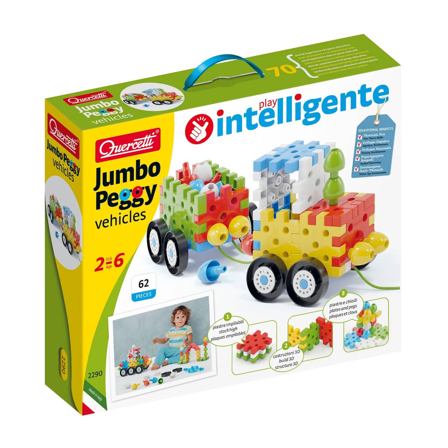 Quercetti Bouwpakket Voertuig Jumbo Peggy Junior 62-delig - Multicolor